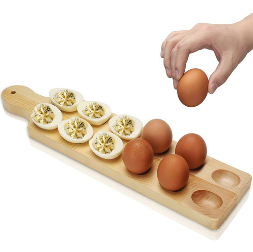 Bandeja De Madera Reversible Para Huevos De Madera Con 12 Ag