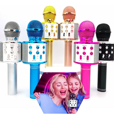Microfone Karaoke Rosa Pink Omnidirecional Tiktok Bluitooth
