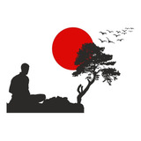 Adesivo Decorativo De Parede Oriental Bonsai Meditacao Japan
