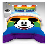 Set De Edredon De Mickey Rainbow Pride Matrimonial C/fundas