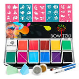 Face Paint Kit,  12 Vibrant Colors 2 Glitter 2 Brushes ...