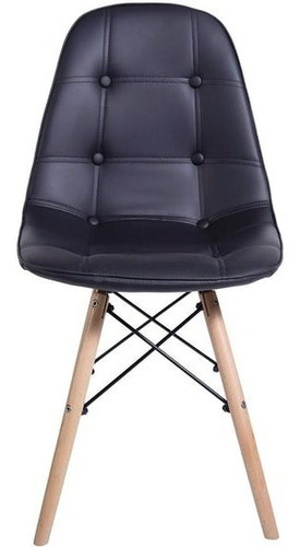  Silla Eames Capitone Acolchada Blanco - Negro 