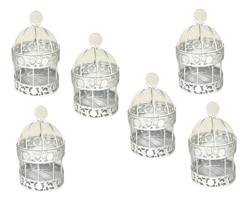 Kit Com 6 Gaiolas Decorativas Pendurar Flores Velas Pelúcia