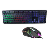 Combo Teclado Mouse Alámbrico Gamer Rgb Ergonómico Waterproo