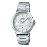 Reloj Casio Original Dama Ltp-v300d Plata 3 Esferas 