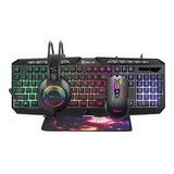 Teclado Rgb Audífonos Mouse Y Pad Gamming Supersonic Sc440gk