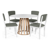 Mesa Redonda Gabi Bran/jade Com 4 Cadeiras Ella Branco/cinza