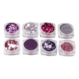 8x Nail Art Glitter Lentejuelas Mujeres Niñas Brillante