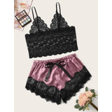 Conjunto Pijama 2 Piezas Satín Rosa