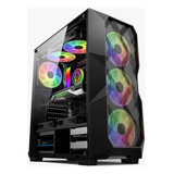 Gabinete Gamer Com 3 Fans Cooler Rgb Lateral Em Vidro Cor Rainbow