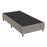 Base Cama Box Solteiro Pollare 88x188cm Suede Bege