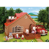 Casita Sylvanian + Familia Conejo-la Cabaña De Los Troncos