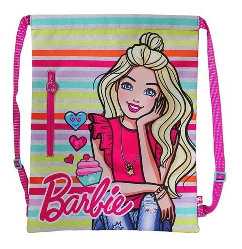 Morral Jardin Niñas Bolsa Cordel Barbie Rayas