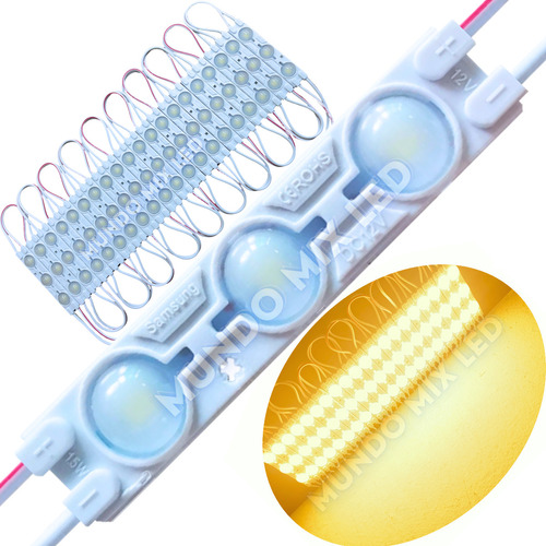 100pçs Módulo Led Injetado 12v 7025 3led 1,7w C/ Lente 160º