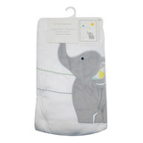 Cobija Manta Suave Para Bebes De Elefante Color Gris Con Blanco Diseño De La Tela Elefante