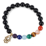 Coai Mano De Hamsa Negro Turmalina 7 Chakra Pulsera M