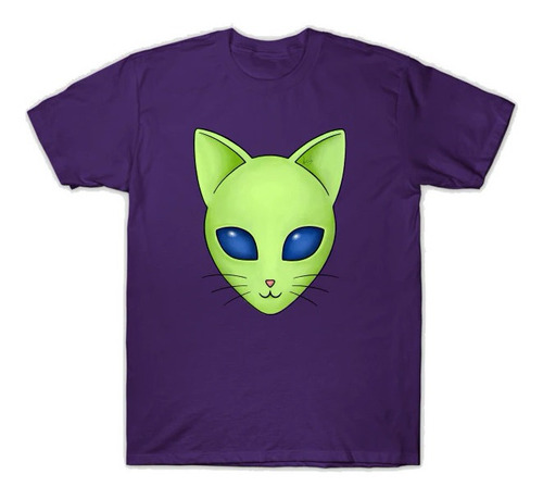 Nueva Playera Camiseta Alien Verde Extraterrestre Cara Gato 