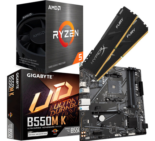 Kit Amd Ryzen 5 5600x  + Gigabyte B550m -k + 32 Gb 3200