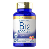 Vitamina B12 5000 Mcg (250 Tabletas) Carlyle Hecho En Usa Sabor S/n
