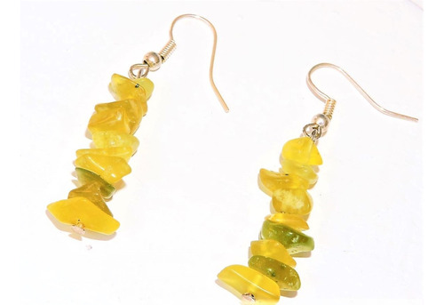 2 Aretes Piedra Original Jade Lemon (chip)