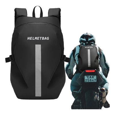 Amovil Mochila Impermeable Para Casco De Motocicleta Impermeable, Gran Capacidad Y Diseño Reflectante 27x20x48cm Negro