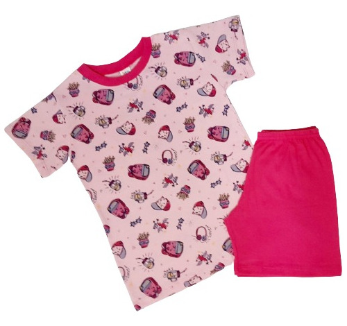Pijama Menina - Camiseta Com Shorts 100% Algodão