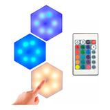 Luces Led Rgb Set X 3 Hexagonal Pared + Control Remoto 7096