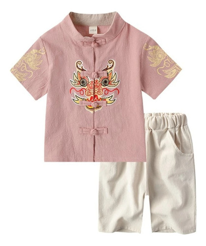 Camisa Tang Suit Para Niños Y Niñas, 2 Unidades, Manga Corta
