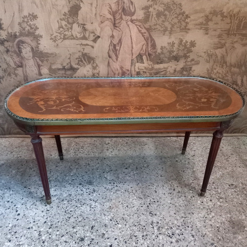 Marzzela Excelente Mesa Ratona Inglesa Oval Con Marqueterie