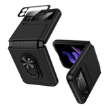 Funda Negra Para Samsung Galaxy Z Flip 3 - Con Anillo+vid...