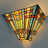 Lámpara De Pared Estilo Tiffany Cotoss, 1 Luz, Vitral, Sala