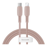 Cable Turbo Usb-c/lightning Para iPhone Baseus Color Pd18w, 1,2 M, Color Rosa