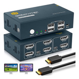 Conmutador Kvm Displayport Dual Monitor Dp 4k60hz, 2 Computa