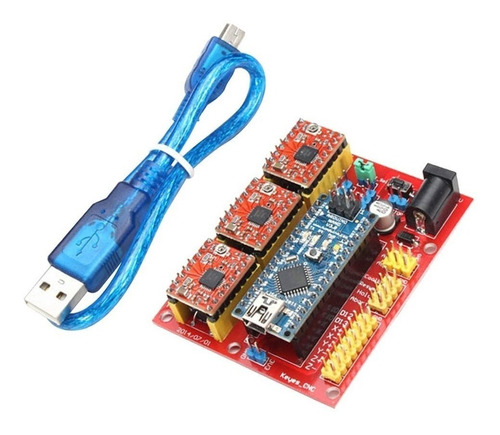 Cnc Shield V4 Con Arduino Nano Cable Y 3 Driver A4988