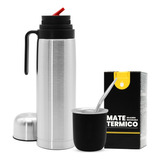 Equipo De Mate Termico + Termo 1 L Uruguayo + Bombilla