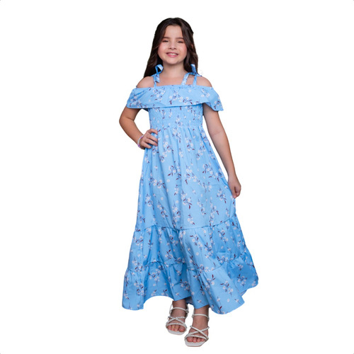 Vestido Infantil Juvenil Longo Ciganinha Lastex Luxo Rodado