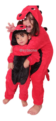 Pijama Disfraz Enterito Dinosauri Invierno Niños Plush Suave