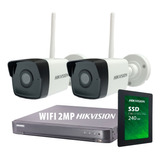 Kit Seguridad Hikvision Dvr 4 + 2 Camaras Wifi 2mp + Disco