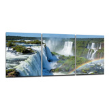 Cuadro Triptico Cataratas Iguazú Maravilla 90x40cm