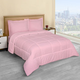 Edredón Duvet Con Relleno King Size Rosa Ultra Suave Diseño De La Tela Liso