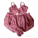 Babydoll Feminino Victoria Secrets Renda Rosa