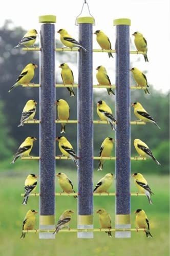 Giant Bird Feeder, Finches Favorite 3 Tube Feeder With Perch