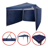 Tenda Gazebo Azul Estrutura Articulada 3x3m + 3 Laterais