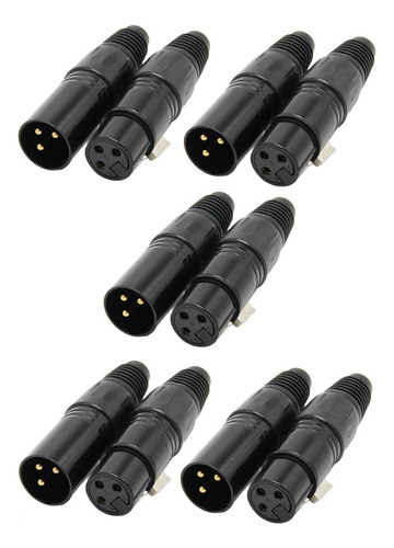 Kit 10 Plugs Conector Xlr Canon Macho Femea D/ Microfone Dmx