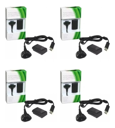 Pack 4 Kit Carga Y Juega Xbox 360, 4800 Mah Cable Y Batería