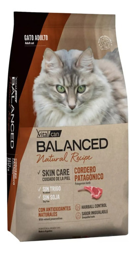 Alimento Vitalcan Balanced Recipe Cordero Gato Adulto 3kg 