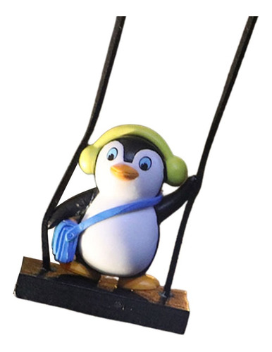 Colgante Para Auto Diseño Kawaii Pingüinito Con Audífonos