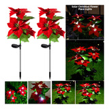 2 Luces Solares De Flores Navideñas Para Caminos, Jardines O