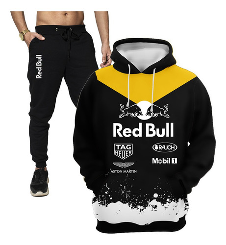 Conjunto Moletom Red Bull Motoqueiro Casaco De Frio E Calça