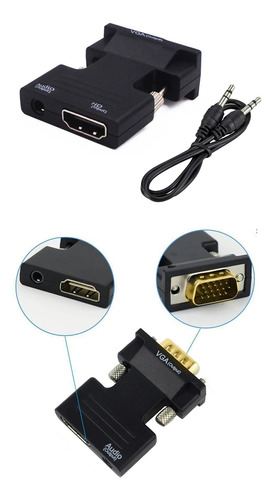 Adaptador Hdmi Hembra Para Ver Por Vga Macho Tvaudio Y Video